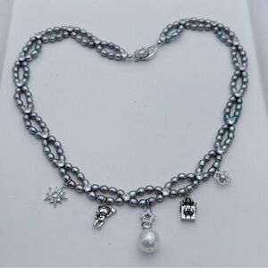 X800 Handmade Freshwater Pearl Braided Charms Necklace